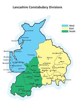 Lancashire constabulary divisions map